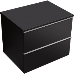 CERANO - Koupelnová skříňka Velora - černá matná, úchytka chromová + deska pod umyvadlo Navira Slim - 18 mm - 60x54,8x46,5  (CER-664777)