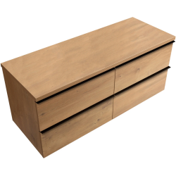 CERANO - Koupelnová skříňka Velora - dub medový, úchytka černá + deska pod umyvadlo Navira Pro - 36 mm - 160x56,6x46,5  (CER-668603)