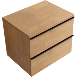 CERANO - Koupelnová skříňka Velora - dub medový, úchytka černá + deska pod umyvadlo Navira Pro - 36 mm - 70x56,6x46,5  (CER-668666)