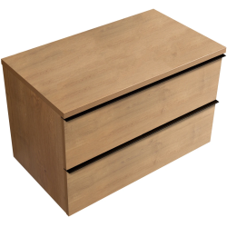 CERANO - Koupelnová skříňka Velora - dub medový, úchytka černá + deska pod umyvadlo Navira Pro - 36 mm - 80x56,6x46,5  (CER-668669)