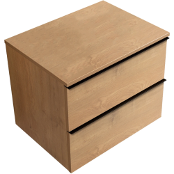 CERANO - Koupelnová skříňka Velora - dub medový, úchytka černá + deska pod umyvadlo Navira Slim - 18 mm - 70x54,8x46,5  (CER-664810)