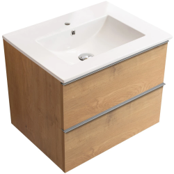 CERANO - Koupelnová skříňka Velora - dub medový, úchytka chrom + keramické umyvadlo Todo - 71x55x46,5  (CER-664960)