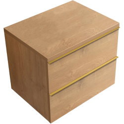 CERANO - Koupelnová skříňka Velora - dub medový, úchytka zlatá + deska pod umyvadlo Navira Pro - 36 mm - 70x56,6x46,5  (CER-668687)