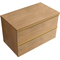 CERANO - Koupelnová skříňka Velora - dub medový, úchytka zlatá + deska pod umyvadlo Navira Pro - 36 mm - 80x56,6x46,5  (CER-668684)