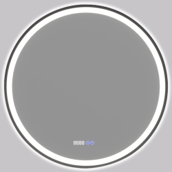 CERANO - Koupelnové LED zrcadlo Rivo, kovový rám - černá matná - Ø 80  (CER-NT8232A80)