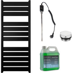 CERANO - Koupelnový elektrický radiátorový set Arturo - 600W - černá matná - 1200x500 mm (CER-680546)