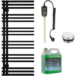 CERANO - Koupelnový elektrický radiátorový set Burke - L/P - 600W - černá matná - 1200x500 mm (CER-680548)