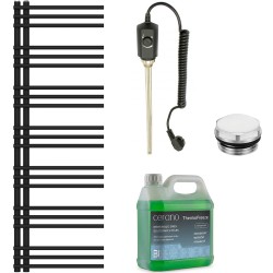 CERANO - Koupelnový elektrický radiátorový set Burke - L/P - 600W - černá matná - 1500x500 mm (CER-226250)