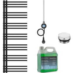 CERANO - Koupelnový elektrický radiátorový set Burke - L/P - WIFI - 600W - černá matná - 1500x500 mm (CER-237701)