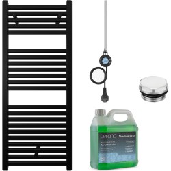 CERANO - Koupelnový elektrický radiátorový set Donovan - WIFI - 300W - černá matná - 1200x500 mm (CER-680544)