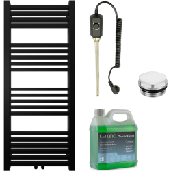 CERANO - Koupelnový elektrický radiátorový set Franko - 300W - černá matná - 1200x500 mm (CER-978838)