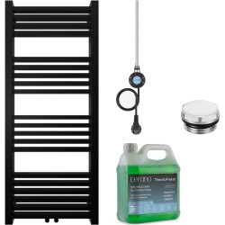CERANO - Koupelnový elektrický radiátorový set Franko - WIFI - 300W - černá matná - 1200x500 mm (CER-680550)