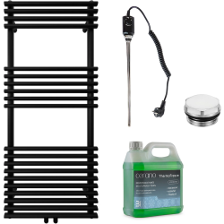 CERANO - Koupelnový elektrický radiátorový set Luigi - 600W - černá matná - 1200x500 mm (CER-680557)