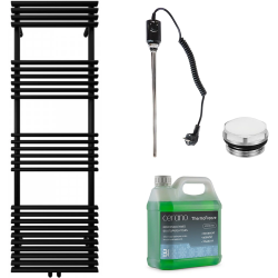 CERANO - Koupelnový elektrický radiátorový set Luigi - 600W - černá matná - 1600x500 mm (CER-680556)