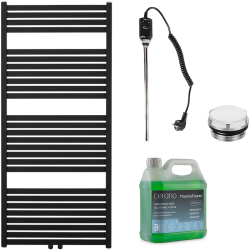 CERANO - Koupelnový elektrický radiátorový set Vincenzo - 600W - černá matná - 1340x600 mm (CER-680530)