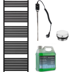 CERANO - Koupelnový elektrický radiátorový set Vincenzo - 900W - černá matná - 1700x600 mm (CER-680531)