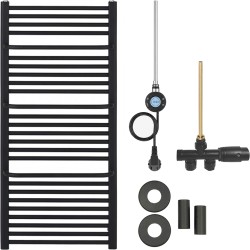 CERANO - Koupelnový radiátorový set Antonio - kombinované vytápění, wifi tyč - boční jednobodové připojení - 600W - černá matná - 1460x550 mm (CER-663661)