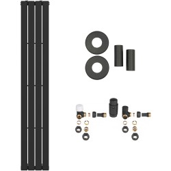 CERANO - Koupelnový radiátorový set Arlen - ústřední vytápění - boční připojení - 558W - černá matná - 1800x300 mm (CER-416458)