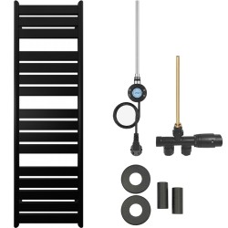 CERANO - Koupelnový radiátorový set Arturo - kombinované vytápění, wifi tyč - boční jednobodové připojení - 600W - černá matná - 1600x500 mm (CER-663667)