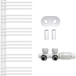 CERANO - Koupelnový radiátorový set Burke - ústřední vytápění - asymetrické připojení 50 mm - 430W - bílá matná - 1200x500 mm (CER-196514)