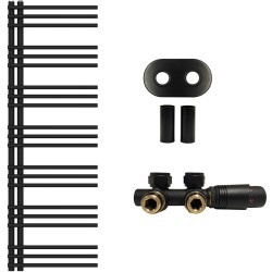 CERANO - Koupelnový radiátorový set Burke - ústřední vytápění - asymetrické připojení 50 mm - 513W - černá matná - 1500x500 mm (CER-225768)