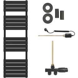CERANO - Koupelnový radiátorový set Claude - kombinované vytápění, termo tyč - boční jednobodové připojení - 600W - černá matná - 1600x500 mm (CER-663778)