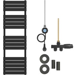 CERANO - Koupelnový radiátorový set Claude - kombinované vytápění, wifi tyč - boční jednobodové připojení - 600W - černá matná - 1600x500 mm (CER-663679)