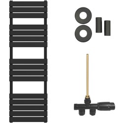 CERANO - Koupelnový radiátorový set Claude - ústřední vytápění - boční jednobodové připojení - 767W - černá matná - 1600x500 mm (CER-663568)