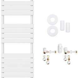 CERANO - Koupelnový radiátorový set Claude - ústřední vytápění - boční připojení - 575W - bílá matná - 1200x500 mm (CER-007979)