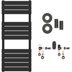 CERANO - Koupelnový radiátorový set Claude - ústřední vytápění - boční připojení - 575W - černá matná - 1200x500 mm (CER-663313)