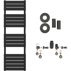 CERANO - Koupelnový radiátorový set Claude - ústřední vytápění - boční připojení - 767W - černá matná - 1600x500 mm (CER-663316)