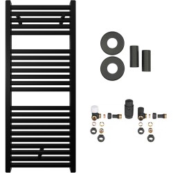 CERANO - Koupelnový radiátorový set Donovan - ústřední vytápění - 369W - černá matná - 1200x500 mm (CER-029070)