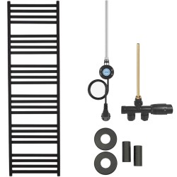 CERANO - Koupelnový radiátorový set Fulgidus - kombinované vytápění, wifi tyč - boční jednobodové připojení - 600W - černá matná - 1800x530 mm (CER-663709)