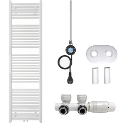 CERANO - Koupelnový radiátorový set Lincoln - kombinované výtápění, wifi tyč - středové připojení 50 mm - 300W - bílá lesklá - 1800x500 mm (CER-663400)