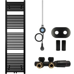 CERANO - Koupelnový radiátorový set Lincoln - kombinované výtápění, wifi tyč - středové připojení 50 mm - 300W - černá matná - 1800x500 mm (CER-663403)