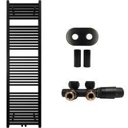 CERANO - Koupelnový radiátorový set Lincoln - ústřední vytápění - středové připojení 50 mm - 559W - černá matná - 1800x500 mm (CER-663421)