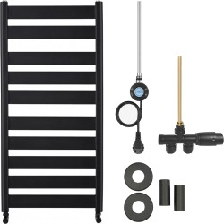 CERANO - Koupelnový radiátorový set Marco - kombinované vytápění, wifi tyč - boční jednobodové připojení - 600W - černá matná - 1125x550 mm (CER-663718)