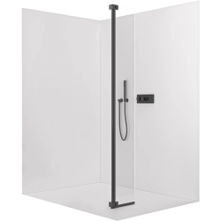CERANO - Přídavný otočný panel ke sprchové zástěně Onyx - 8 mm - černá matná, transparentní sklo - 30x200  (CER-537352)