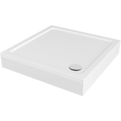 CERANO - Sprchová vanička čtvercová Brio - SMC/minerální kompozit - strukturovaná bílá - 70x70x4  + čelní panel + nožičky (CER-169715)