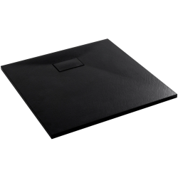 CERANO - Sprchová vanička čtvercová Gusto - SMC/minerální kompozit - strukturovaná černá matná - 70x70x3  (CER-414554)