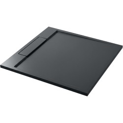 CERANO - Sprchová vanička čtvercová Loro - litý mramor - tmavě šedá - 100x100x3,5  (CER-8050BD80369)