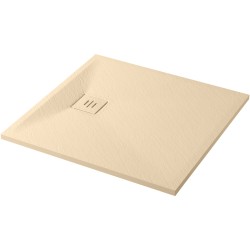 CERANO - Sprchová vanička čtvercová Pablo - SMC/minerální kompozit - strukturovaná ivory - 90x90x3  (CER-481387)