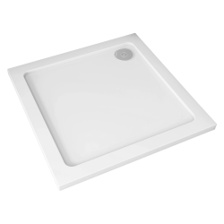 CERANO - Sprchová vanička čtvercová Piato - litý mramor - bílá lesklá - 80x80x3  (CER-476939)