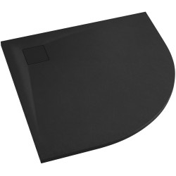 CERANO - Sprchová vanička čtvrtkruhová Quarto - SMC/minerální kompozit - strukturovaná černá matná - 90x90x3  (CER-414758)