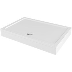 CERANO - Sprchová vanička obdelníková Brio - SMC/minerální kompozit - strukturovaná bílá - 100x80x4  + čelní panel + nožičky (CER-273415)