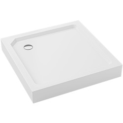 CERANO - Sprchová vanička samonosná čtvercová Arvo - SMC/minerální kompozit - strukturovaná bílá - 79,5x79,5x14  - s nožičkami (CER-679510)