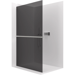 CERANO - Sprchová zástěna Walk-in Crystal L/P - 10 mm + polička/držák na ručníky - bezvzpěrový systém - chrom, grafitové sklo - 110x200  (CER-8050BD82746)