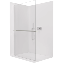 CERANO - Sprchová zástěna Walk-in Crystal L/P - 10 mm + polička/držák na ručníky - bezvzpěrový systém - chrom, transparentní sklo - 130x200  (CER-8050BD82808)