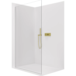 CERANO - Sprchová zástěna Walk-in Crystal L/P - 8 mm - bezvzpěrový systém - zlatá, transparentní sklo - 60x200  (CER-8050BD6639)