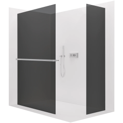 CERANO - Sprchová zástěna Walk-in Crystal T L/P - 10 mm - bezvzpěrový systém + polička/držák na ručníky - chrom, grafitové sklo - 110x90x200  (CER-8050BD82185)